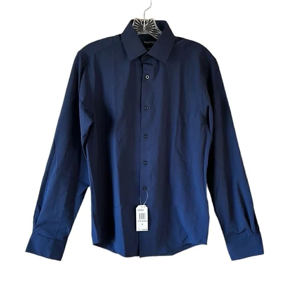 NEW Nautica Mens Navy Blue Shirt